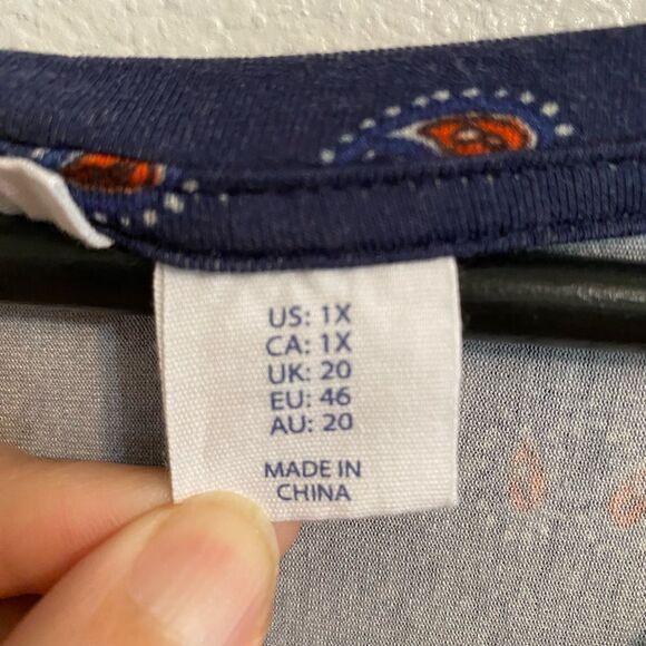 Lucky XL Navy Knit Paisley Print Dress, Boho AOP, Bohemian, Retro Style OF-1 - Picture 4 of 12